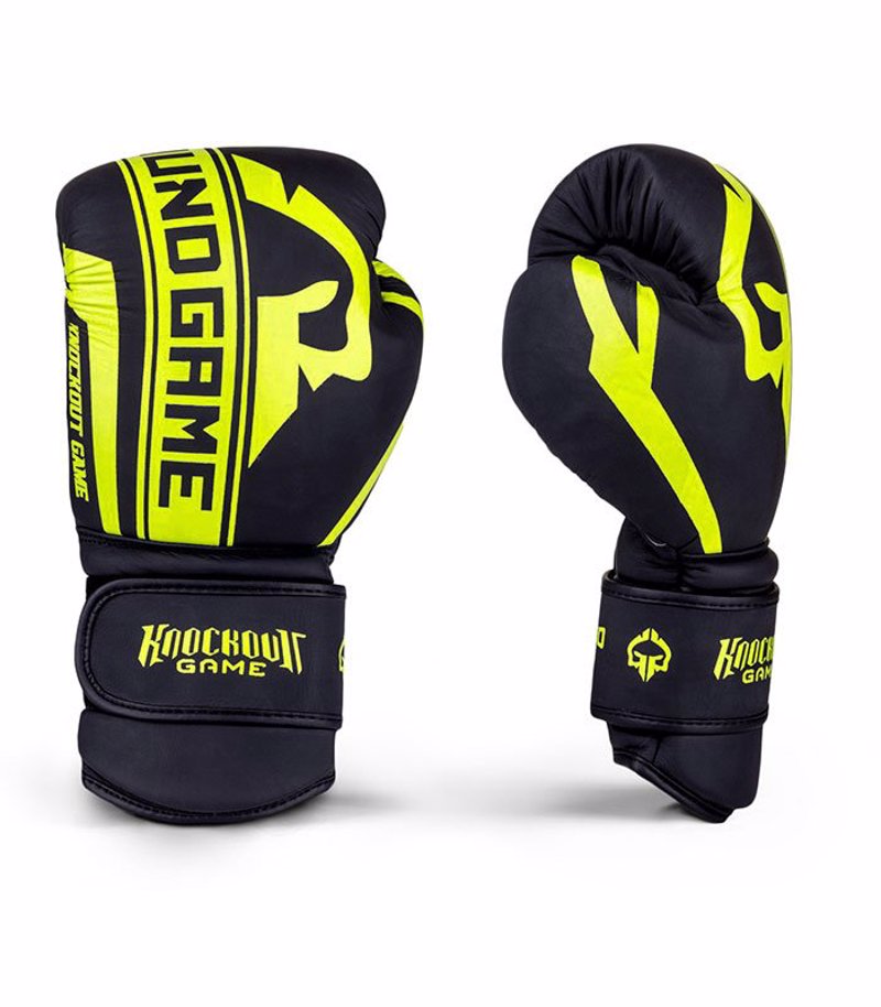 GroundGame Boxing Gloves stripe neon - black